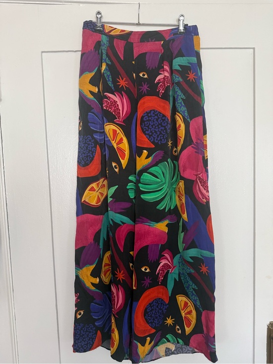 FARM Rio Pants - FARM Rio Black Wide-Leg Pants with Multicolor Tropical Print